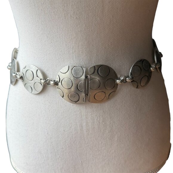 VTG 60s Silver Tone Rolo Link Disc Belt 29\